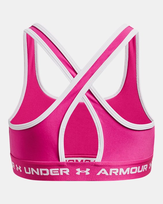 Under Armour MID EVOLVED GRAPHIC - Medium support sports bra - rebel  pink/white/pink 