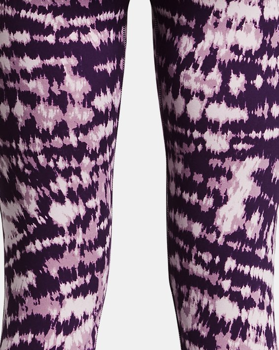 女童UA Motion Printed Crop長褲 in Purple image number 1