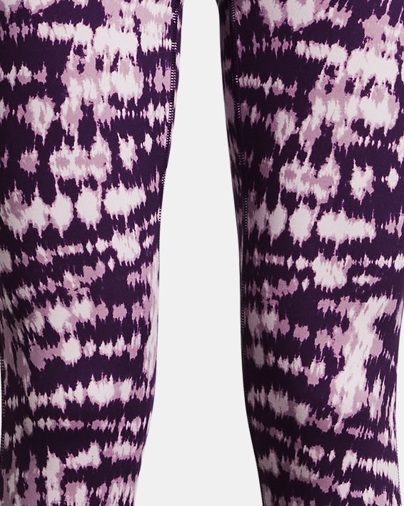 女童UA Motion Printed Crop長褲 in Purple image number 0