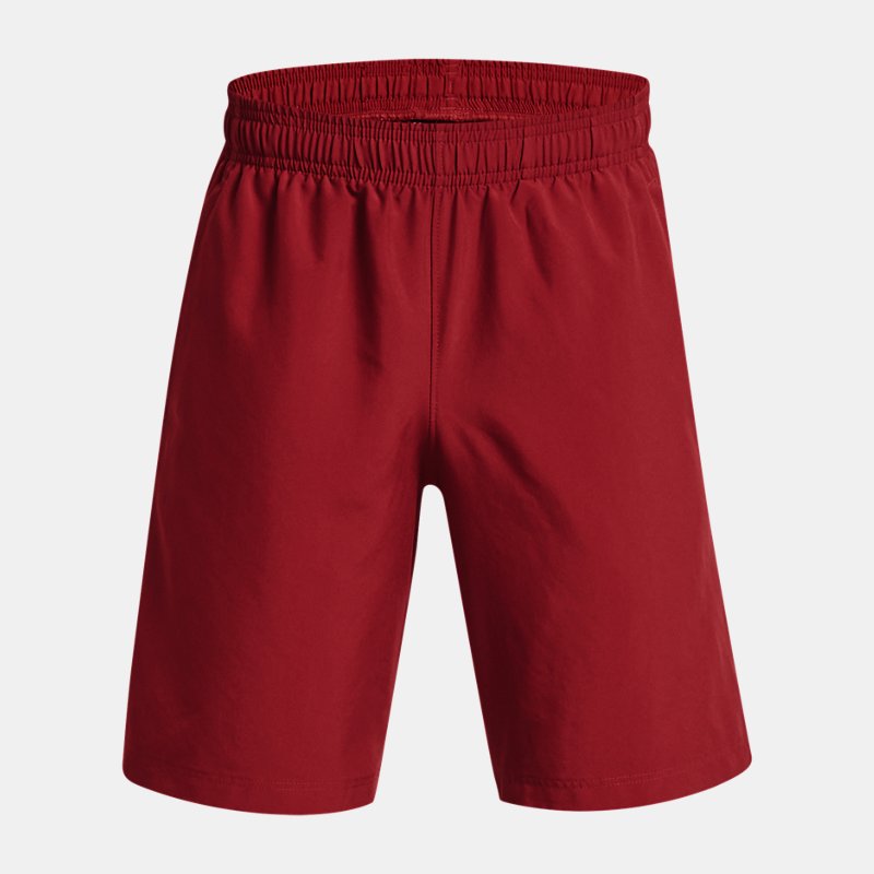 Boys' Under Armour Woven Graphic Shorts Stadium Red / Bolt Red YXL