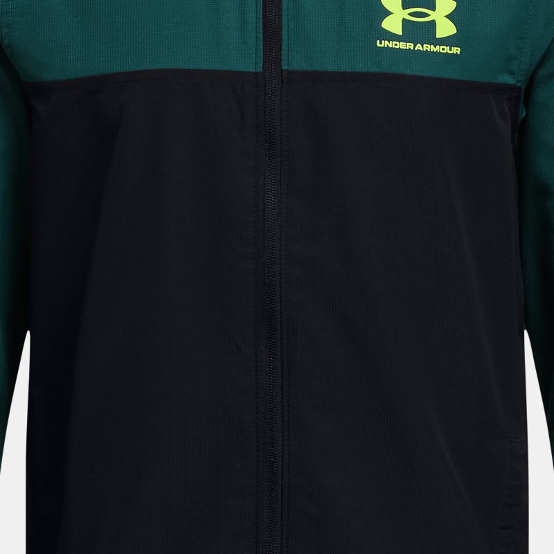 Boys'  Under Armour  Sportstyle Windbreaker Hydro Teal / Black / High Vis Yellow YLG (59 - 63 in)