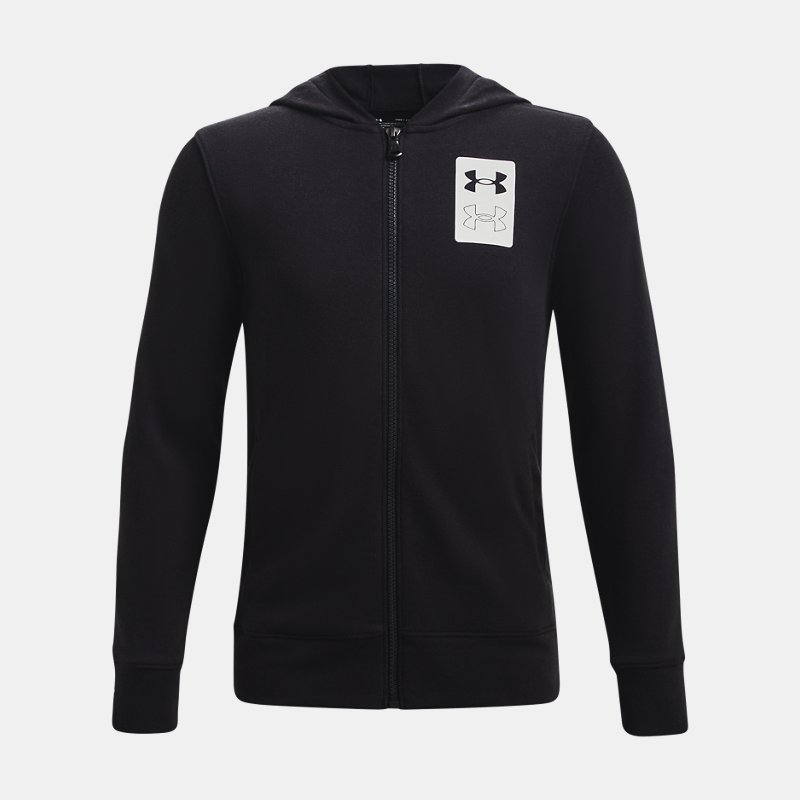 Boys' Under Armour Rival Terry Full-Zip Hoodie Black / Onyx White YLG