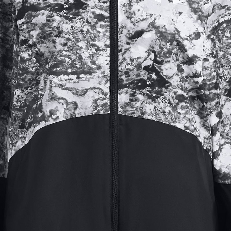 Girls' Under Armour Woven Full-Zip Jacket Black / Black / White YLG (149 - 160 cm)