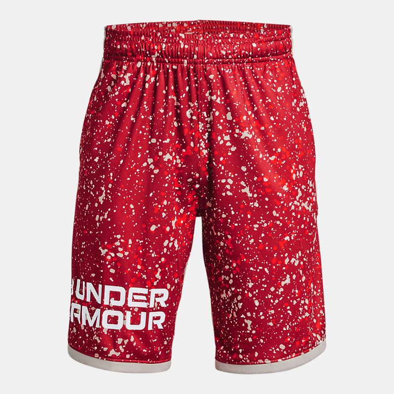 Boys' Under Armour Stunt 3.0 Plus Shorts Radio Red / Ghost Gray / White YMD
