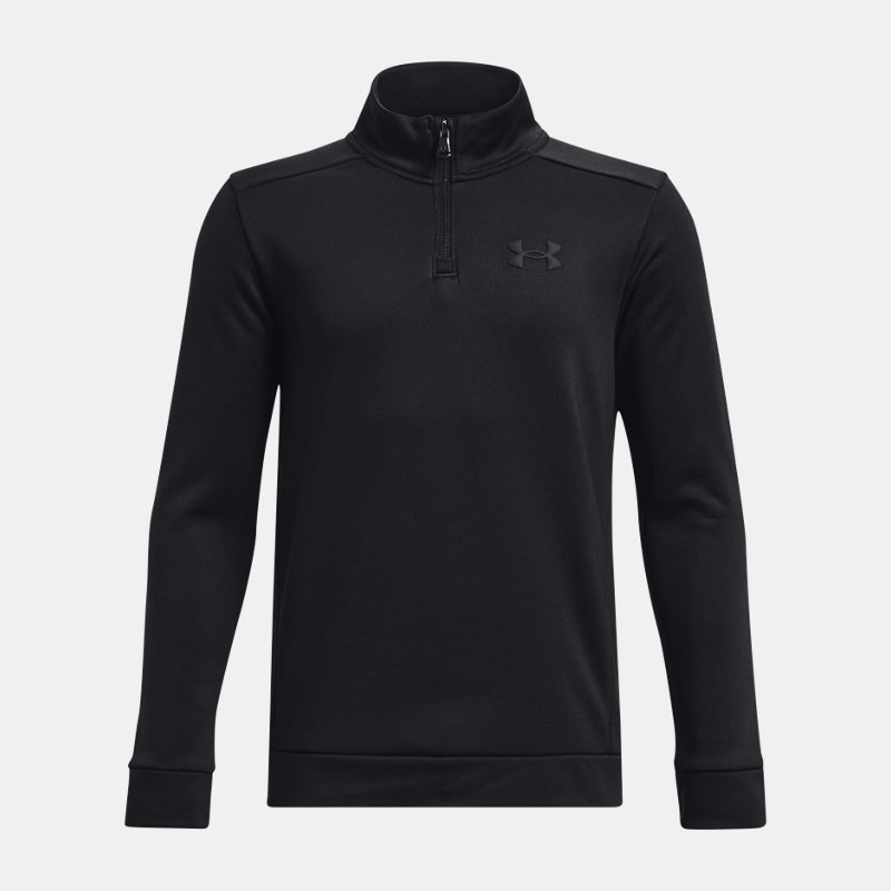 Boys' Armour Fleece® ¼ Zip Black / Black YXL (160 - 170 cm)