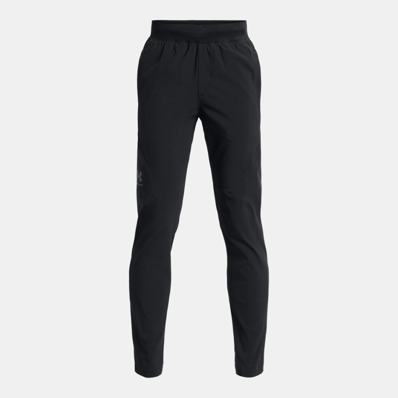 Boys' Under Armour Unstoppable Tapered Pants Black / Pitch Gray YSM
