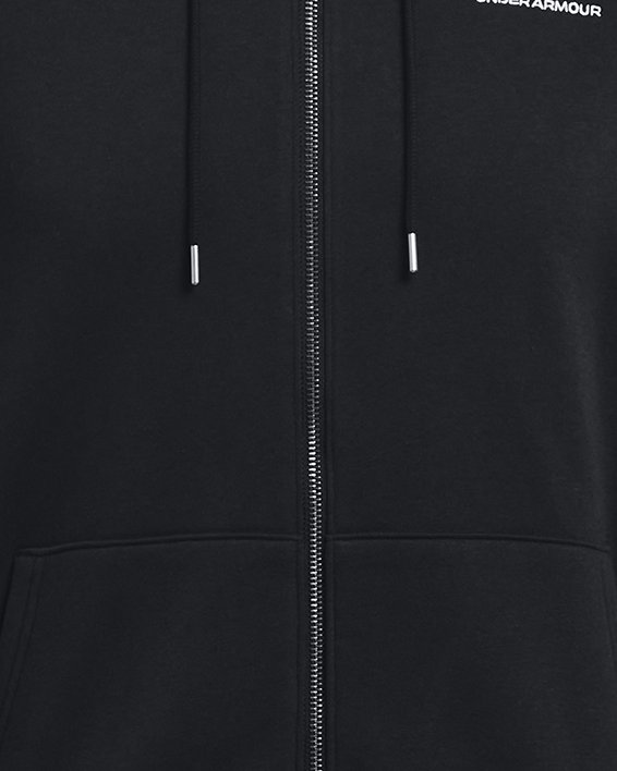 Felpa con cappuccio UA Essential Fleece Full Zip da uomo, Black, pdpMainDesktop image number 5