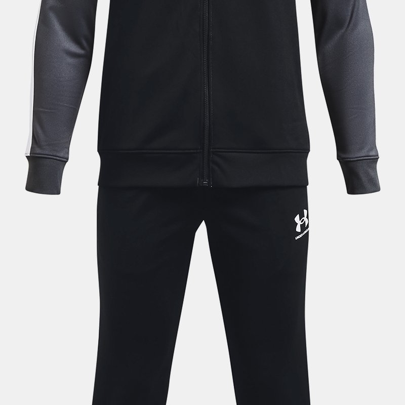 Boys'  Under Armour  Knit Colorblock Tracksuit Black / Pitch Gray / White YXL (63 - 67 in)