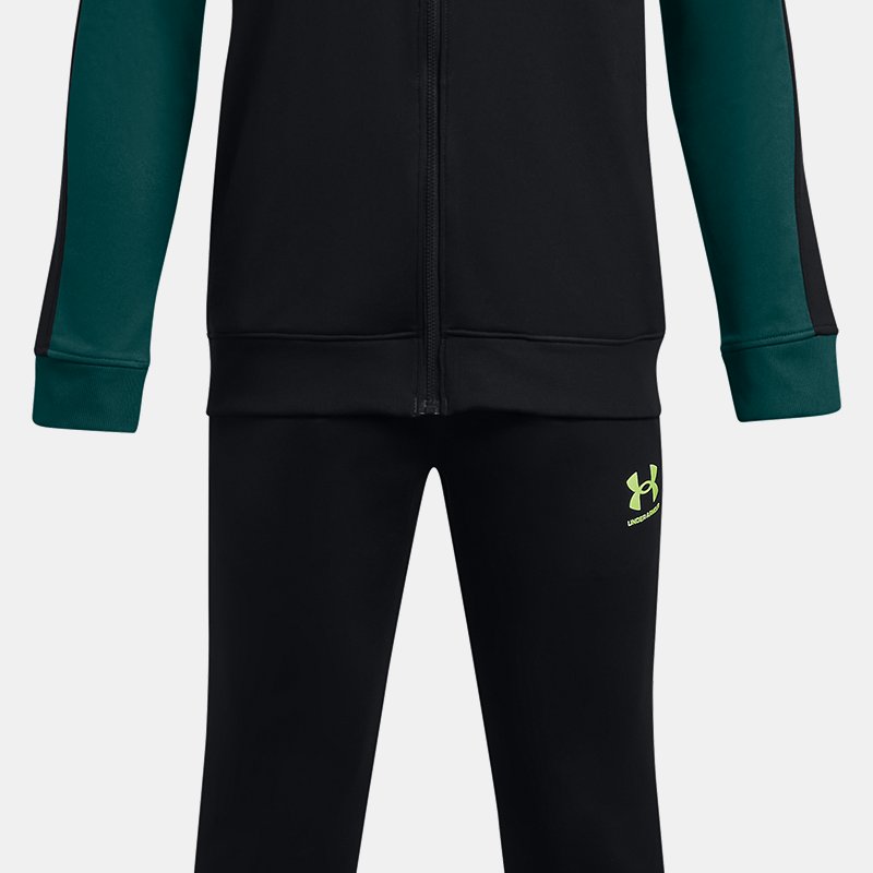Boys'  Under Armour  Knit Colorblock Tracksuit Black / Hydro Teal / High Vis Yellow YSM (50 - 54 in)