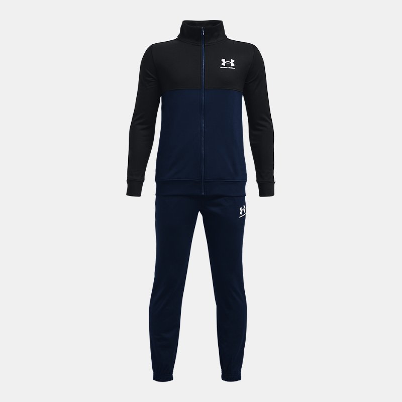 Boys' Under Armour Knit Colorblock Track Suit Academy / Black / White YLG