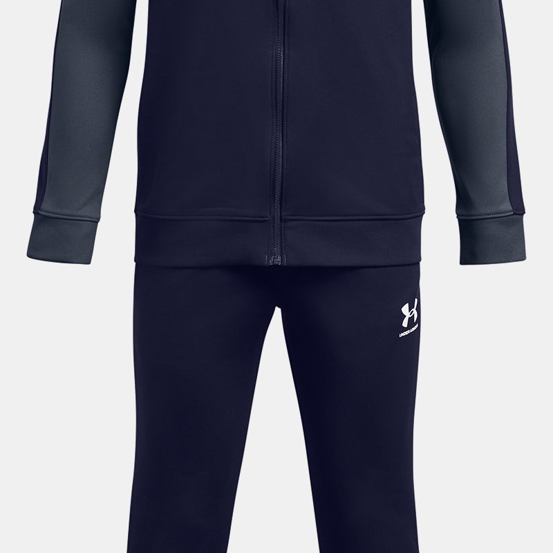 Boys' Under Armour Knit Colorblock Tracksuit Midnight Navy / Downpour Gray / White YLG (149 - 160 cm)