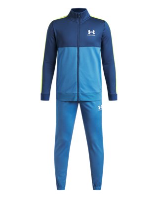 Under Armour Boys Blue Rival Colorblock ' Knit Tracksuit Aegean / Blackout Navy / White Ysm (50 - 54 In)