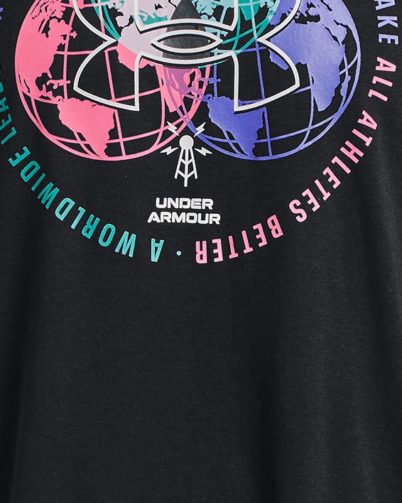 男士UA Tri-Globe短袖T恤 in Black image number 4