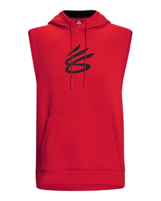 Sudadera con capucha Curry de tejido Fleece sin mangas para hombre, Red, pdpMainDesktop image number 4