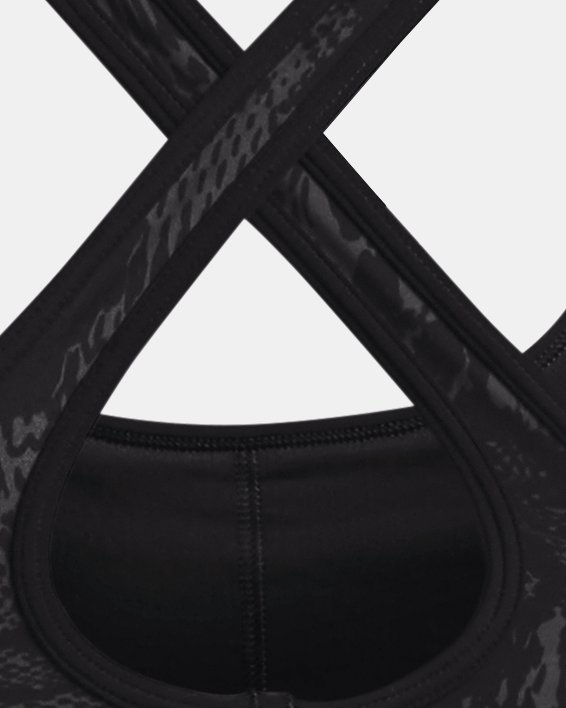 Women's Armour® Mid Crossback Printed Sports Bra in Black image number 9