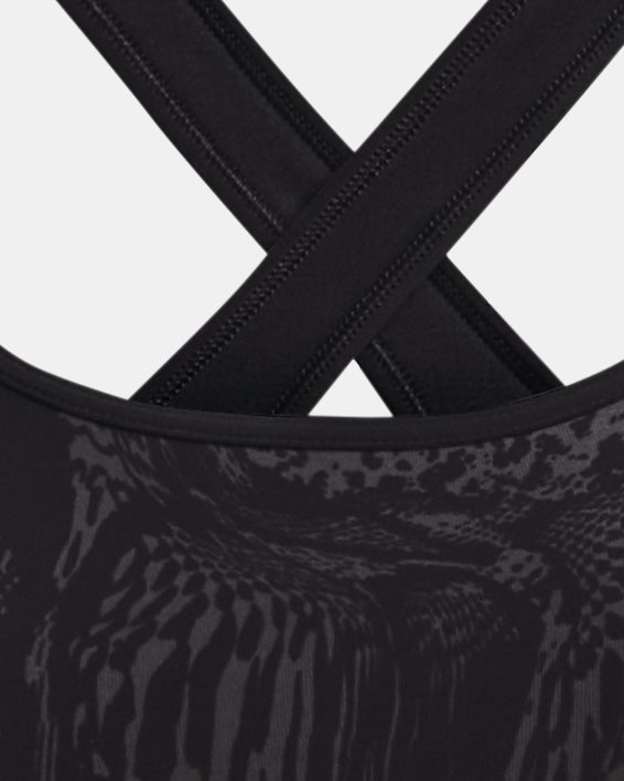 Women's Armour® Mid Crossback Printed Sports Bra in Black image number 8