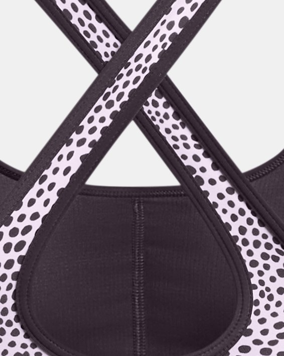 Women's Armour® Mid Crossback Printed Sports Bra in Purple image number 4
