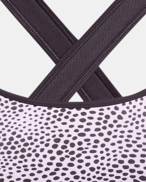 Women's Armour® Mid Crossback Printed Sports Bra in Purple image number 3