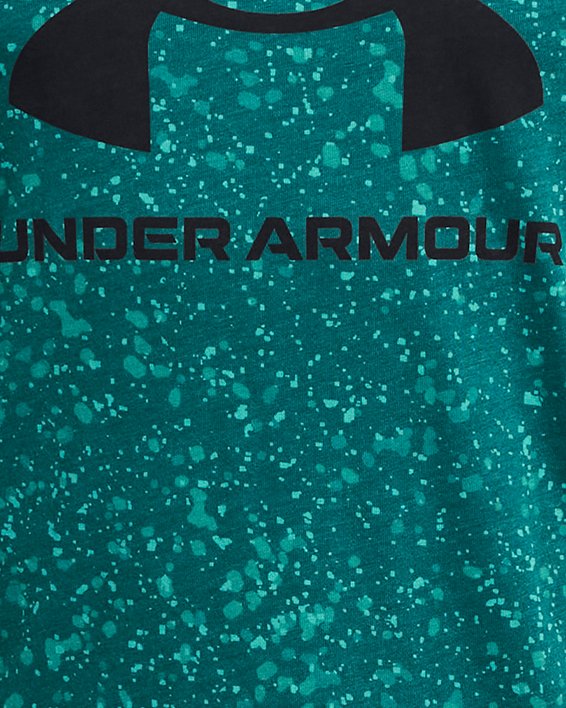 Boys' UA Logo Printed Short Sleeve in Blue image number 0