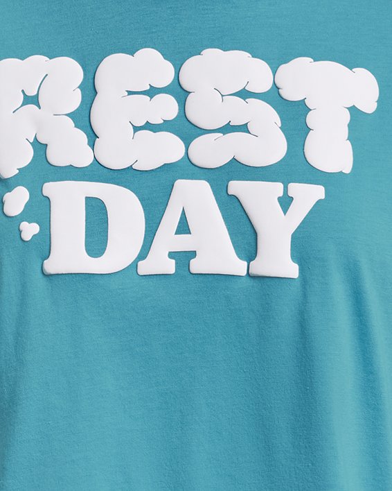 Women's UA Rest Day Verbiage Crop Short Sleeve in Blue image number 4