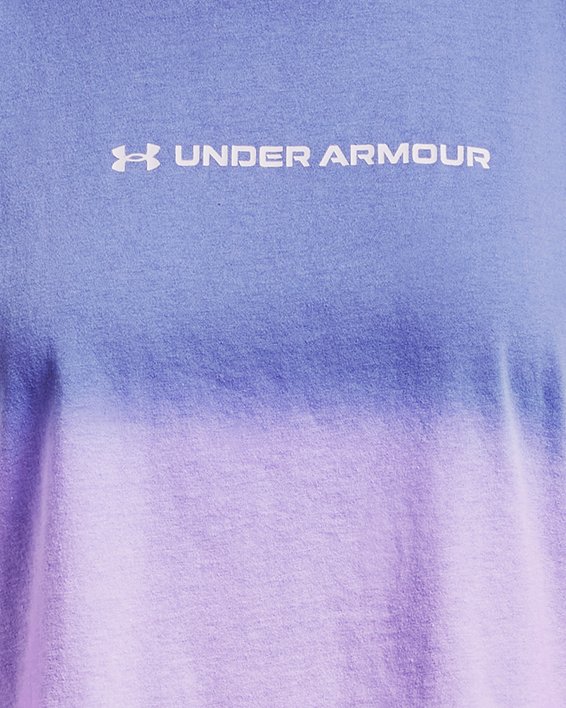 Women's UA Branded Dip Dye Crop Short Sleeve, Blue, pdpMainDesktop image number 4