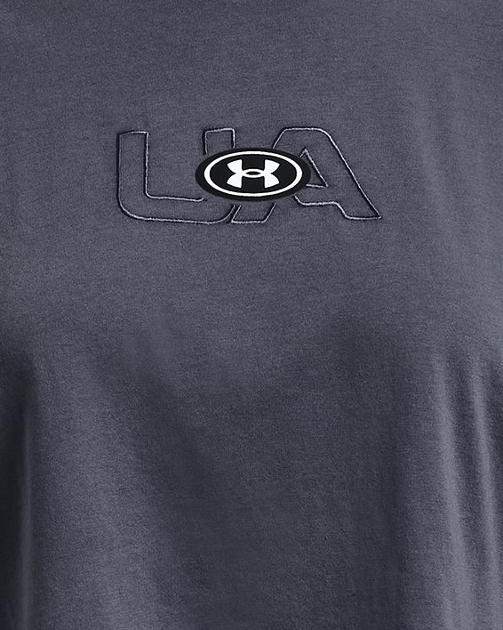 女士UA Branded Logo Crop短袖T恤 in Gray image number 7