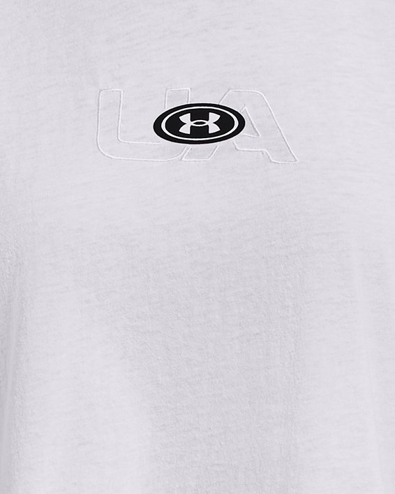 Women's UA Branded Logo Crop Short Sleeve in White image number 7