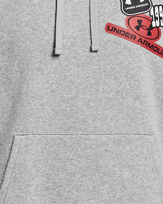 Men's UA Rival Fleece Graphic Hoodie, Gray, pdpMainDesktop image number 4