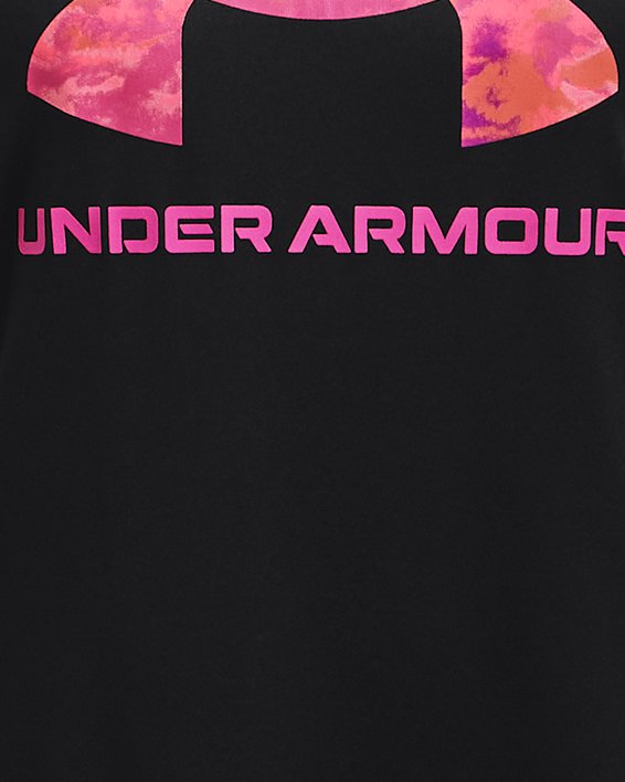 Girls' UA Tech™ Print Fill Big Logo Short Sleeve in Black image number 0