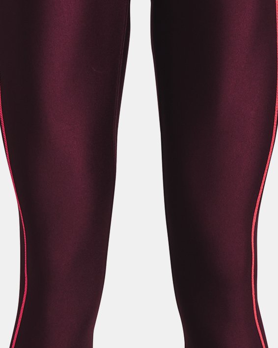 女士HeatGear® Branded Waistband緊身褲 in Maroon image number 4