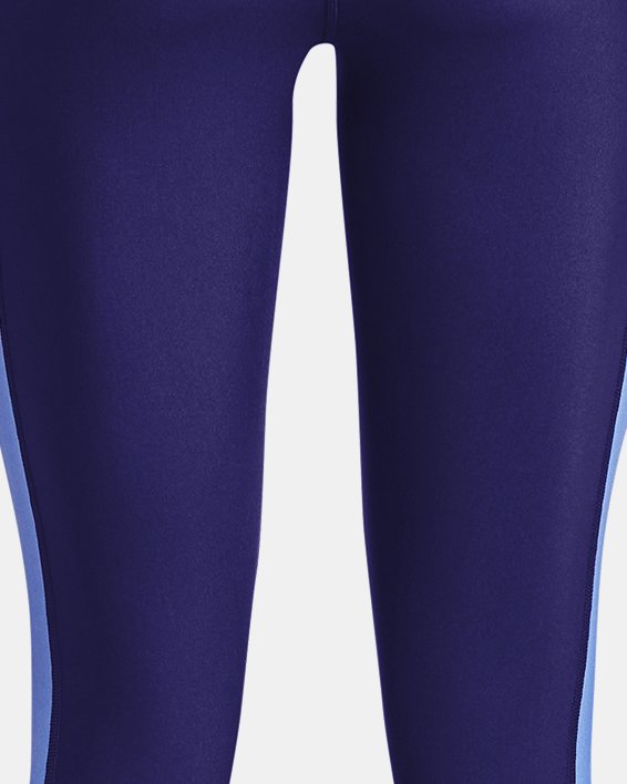 Women's HeatGear® No-Slip Waistband Blocked Ankle Leggings in Blue image number 5