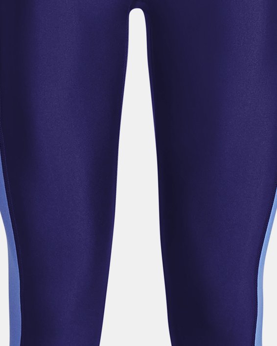 Women's HeatGear® No-Slip Waistband Blocked Ankle Leggings in Blue image number 4