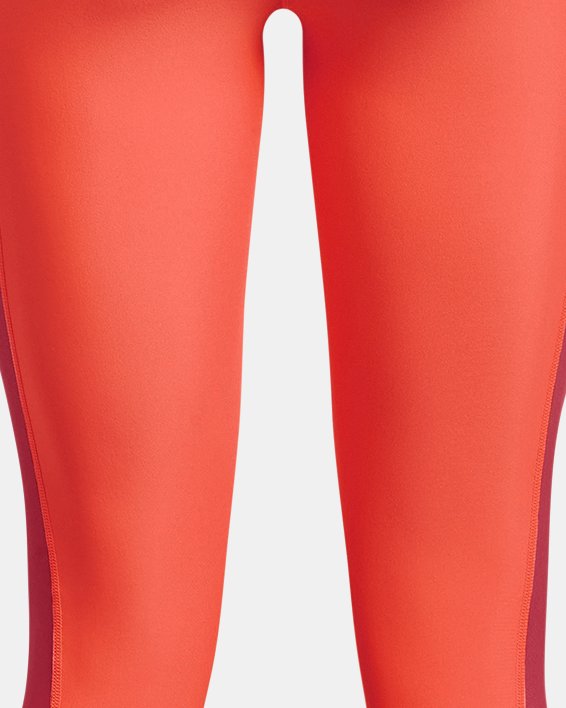 Women's HeatGear® No-Slip Waistband Blocked Ankle Leggings in Orange image number 5