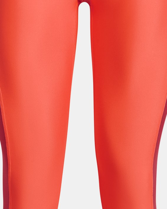 Women's HeatGear® No-Slip Waistband Blocked Ankle Leggings in Orange image number 4