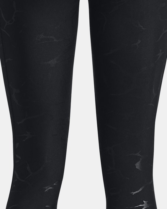 Women's HeatGear® No-Slip Waistband Emboss Leggings in Black image number 5
