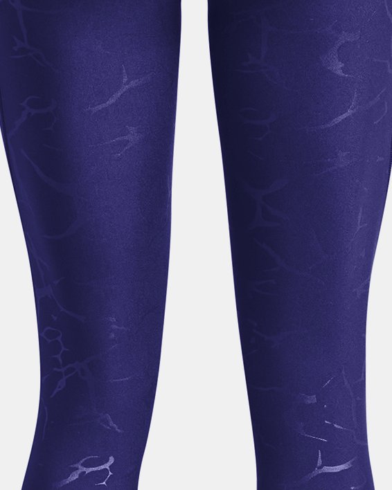 Women's HeatGear® No-Slip Waistband Emboss Leggings in Blue image number 5