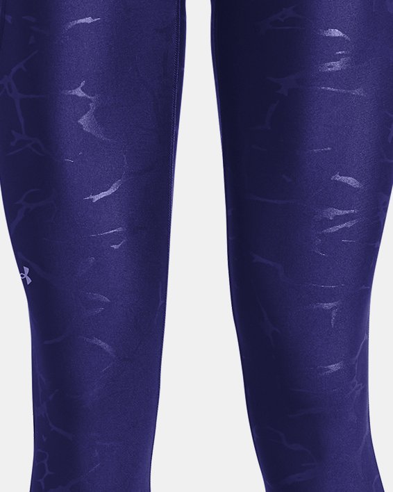 Women's HeatGear® No-Slip Waistband Emboss Leggings in Blue image number 4