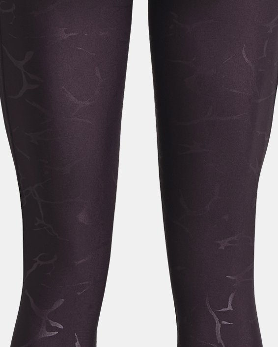 Women's HeatGear® No-Slip Waistband Emboss Leggings in Purple image number 5