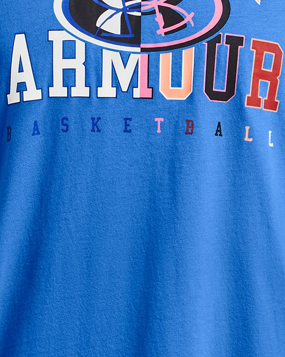 Men's UA Basketball Lock Up Short Sleeve in Blue image number 4