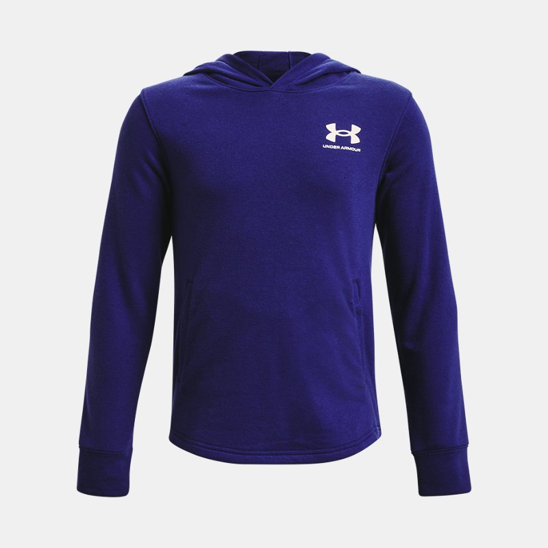 Boys' Under Armour Rival Terry Hoodie Sonar Blue / Onyx White YLG