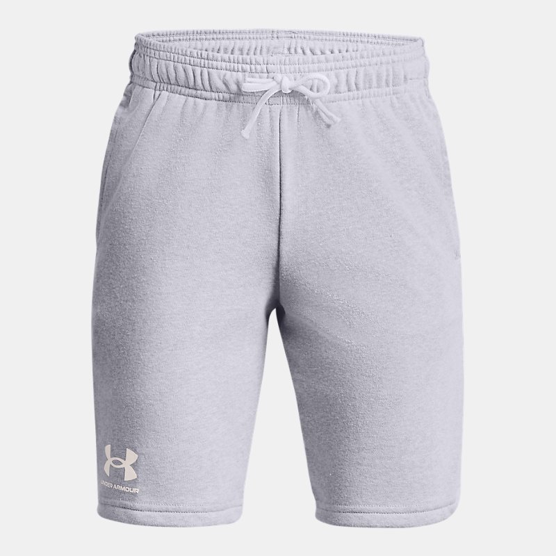 Boys' Under Armour Rival Terry Shorts Mod Gray Light Heather / White / Onyx White YMD