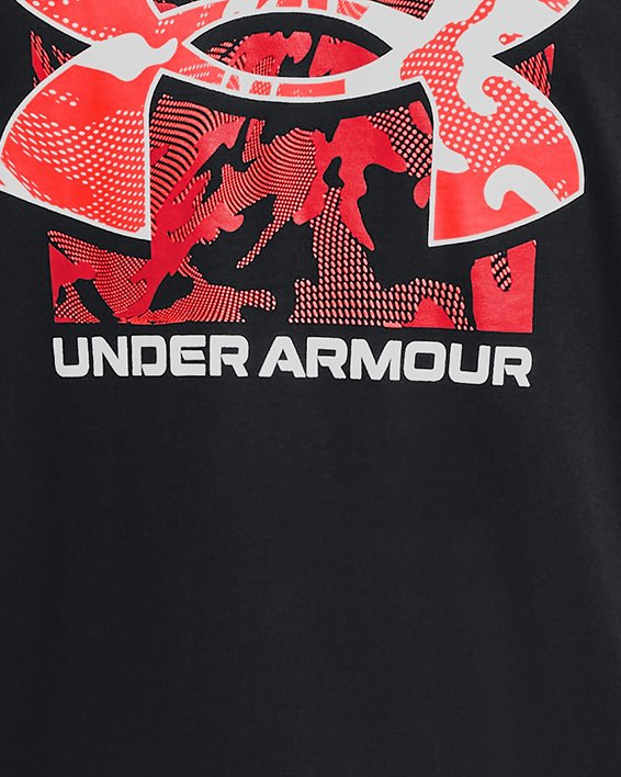 Boys' UA Box Logo Camo Short Sleeve, Black, pdpMainDesktop image number 0