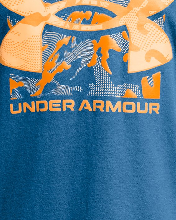 Jongensshirt UA Box Logo Camo met korte mouwen, Blue, pdpMainDesktop image number 0