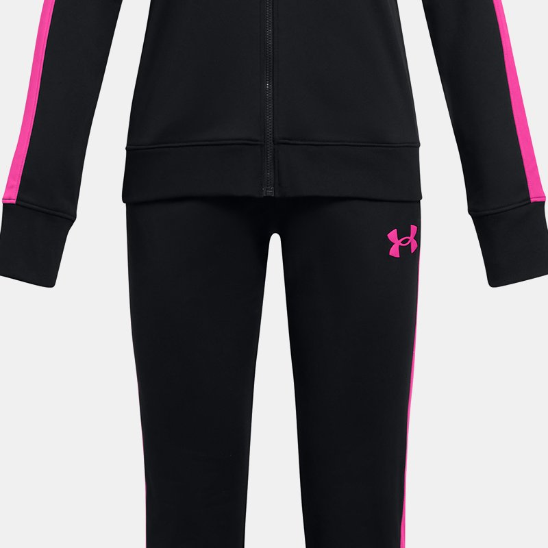 Girls'  Under Armour  Knit Hooded Tracksuit Black / Rebel Pink YLG (59 - 63 in)