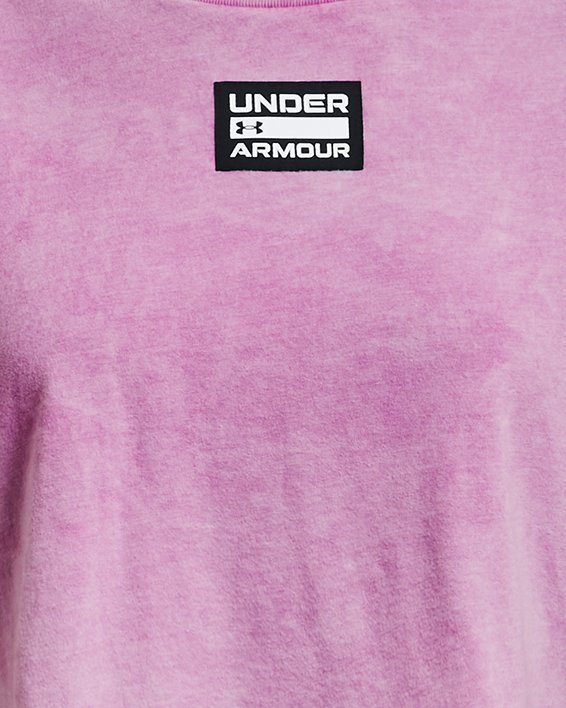 เสื้อแขนสั้นผ้าทอฟอก UA Logo สำหรับผู้หญิง in Purple image number 4