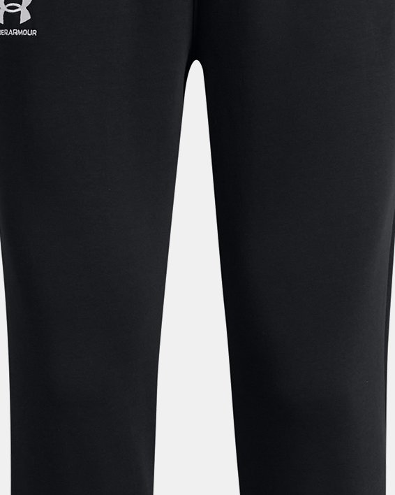 Women's UA Essential Fleece Tapered Pants in Black image number 4