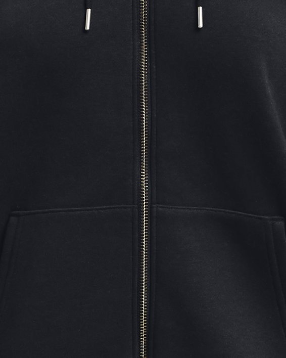 Women's UA Essential Fleece Full-Zip, Black, pdpMainDesktop image number 4