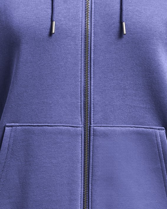 Women's UA Essential Fleece Full-Zip, Purple, pdpMainDesktop image number 3