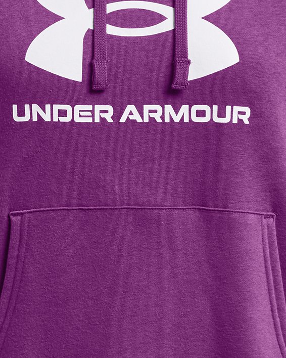UA Rival Fleece-Hoodie mit großem Logo für Damen, Purple, pdpMainDesktop image number 4