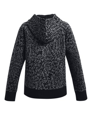Sudadera con Capucha UA Rival Fleece Printed para Ni&ntilde;a, Black, pdpMainDesktop image number 1